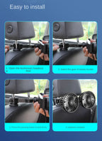 Car Seat Back Cooling Fan USB Charge Dual Head Fan 360 Degree Rotation Portable Cooler 3-Speed Super Wind Car Accessories