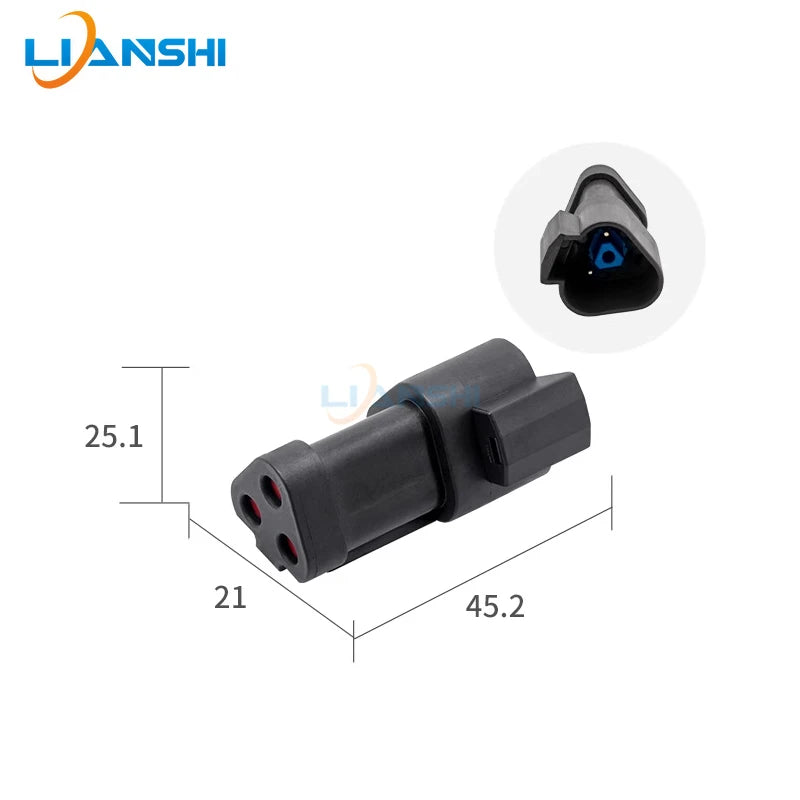 Automotive connector DT04-3P-EP10 with 120-ohm resistance, Dechi waterproof connector, 3-hole black plug