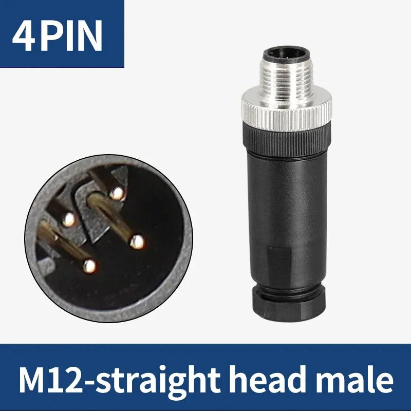 1Pcs M12 12MM Sensor Connector Straight Angle Male Female Waterproof Screw Threaded Plug Coupling 4 5 8 Pin PG7