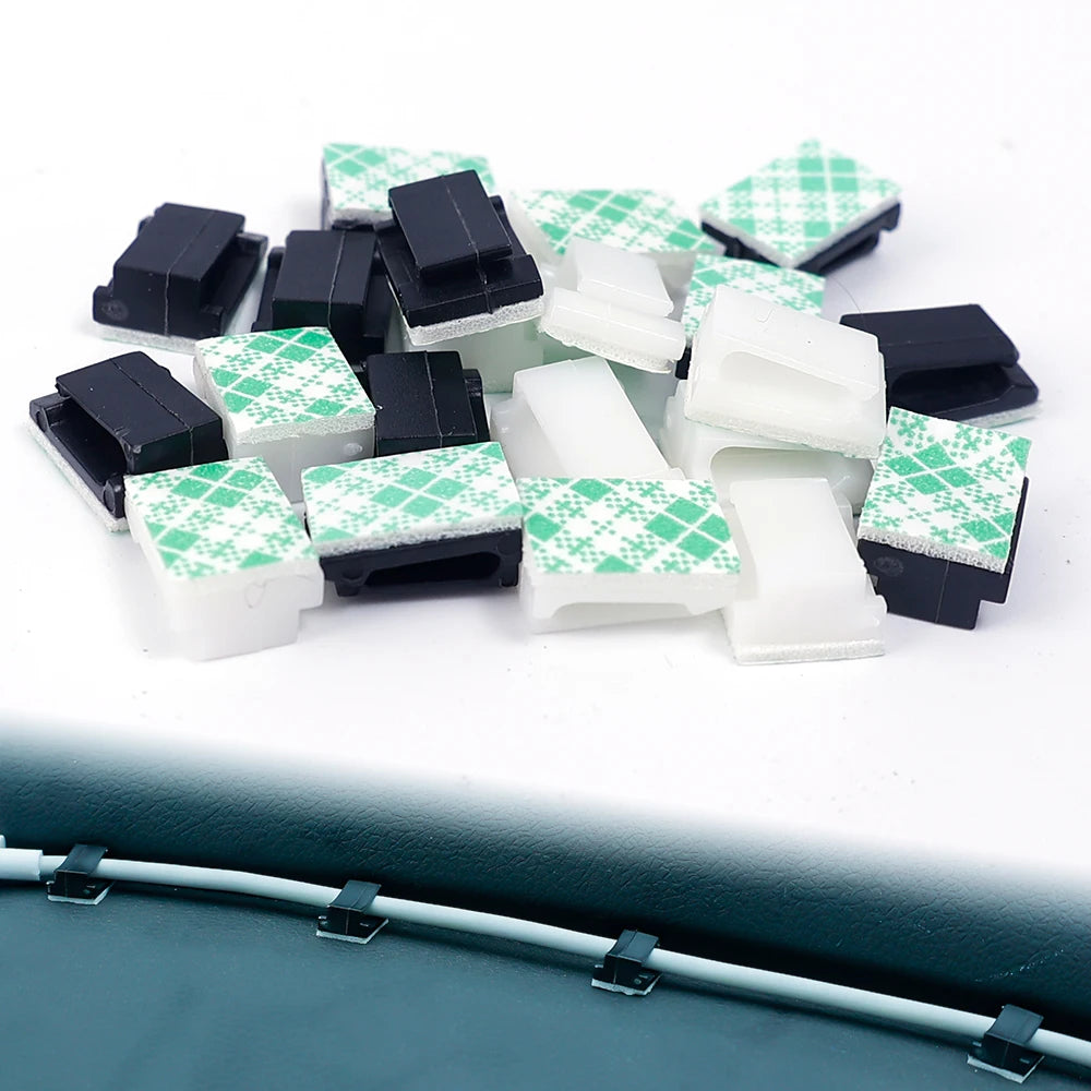 1-100Pcs Cable Clips Organizer Car Dashboard Self-Adhesive Drop Wire Holder Cord Manager Car Fixed Clamp Wire Clip Accessories