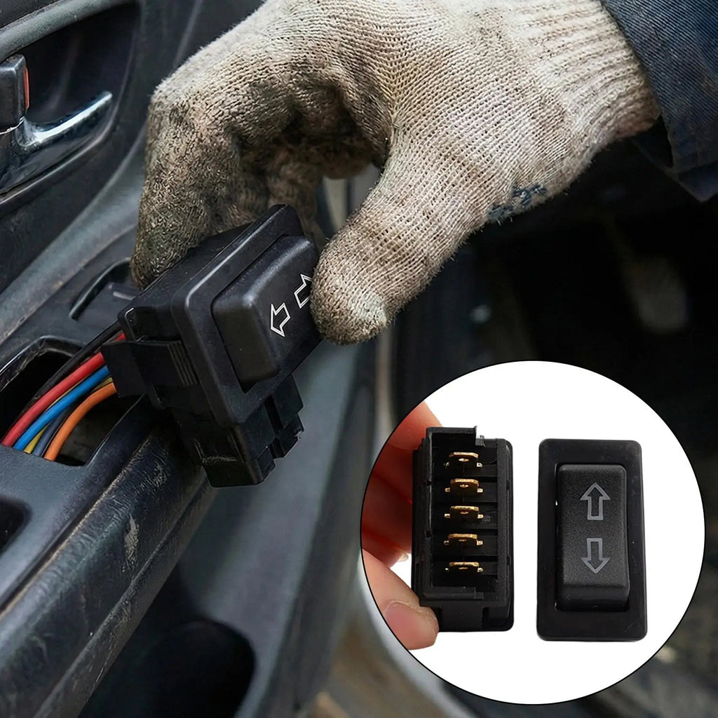 General 5-Pin DC 12V 20A Motors Electric Window Switch Lift/Lower Switch Blue/Red Light Color and Wiring Harness Interior Trim