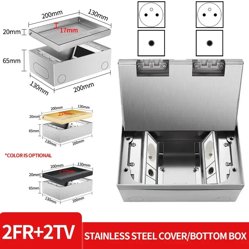 Hidden Inlaid Floor Socket: Ultra-thin Design with Built-in Multiple Power EU FR UN US AC Power Outlets and USB Charging Port