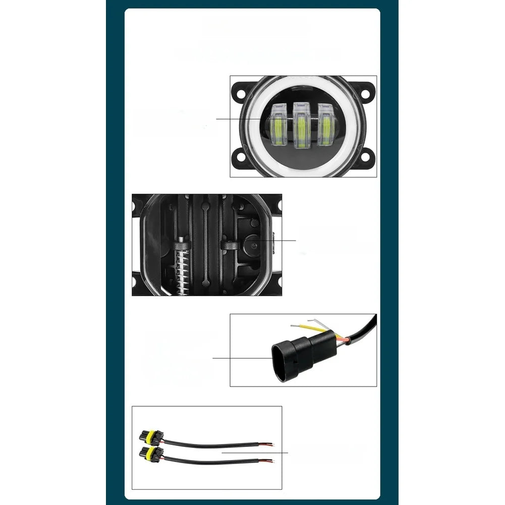 2 PCS 3.5Inch Car  LED Fog Lights Ring White Yellow  Ring Turn Signal Lamp For Offroad  Vehicle Headlight