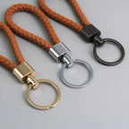 Trend Black Pink Color Braided Rope Car Keychain Fresh Ice Cream Color Key Pendant Sheep Pattern High Ring Leather Rope Amagi