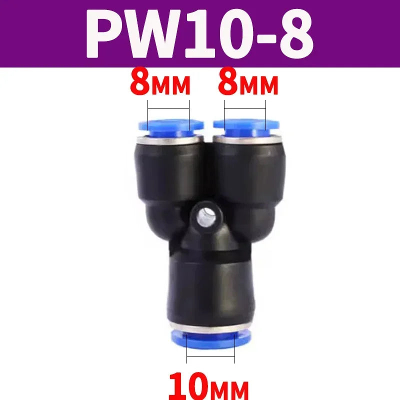 Pneumatic Push-to-Connect Fittings Kit 20/100/500PCS Y W Shaped Air Water Oil Hose Connectors for Nylon Polyurethane Tubing