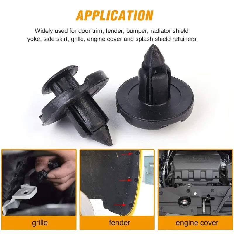 8mm Auto Fasteners Rivets Clips for Nissan Automotive Fastener Clips Body Push Retainer Bumper Trim Retainer Fastener 100/10Pcs