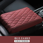 Car Soft Armrest Mat Wave Embroider PU Leather Center Console Arm Rest Protection Cushion Auto Armrests Storage Box Cover Pad
