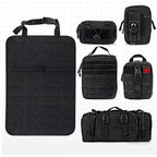 6pcs/set Universal Car Backrest Wall Hang Seat Back Storage Bag Organize Molle Panel with 5 Detachable Pouch,Outdoor Campe Hike
