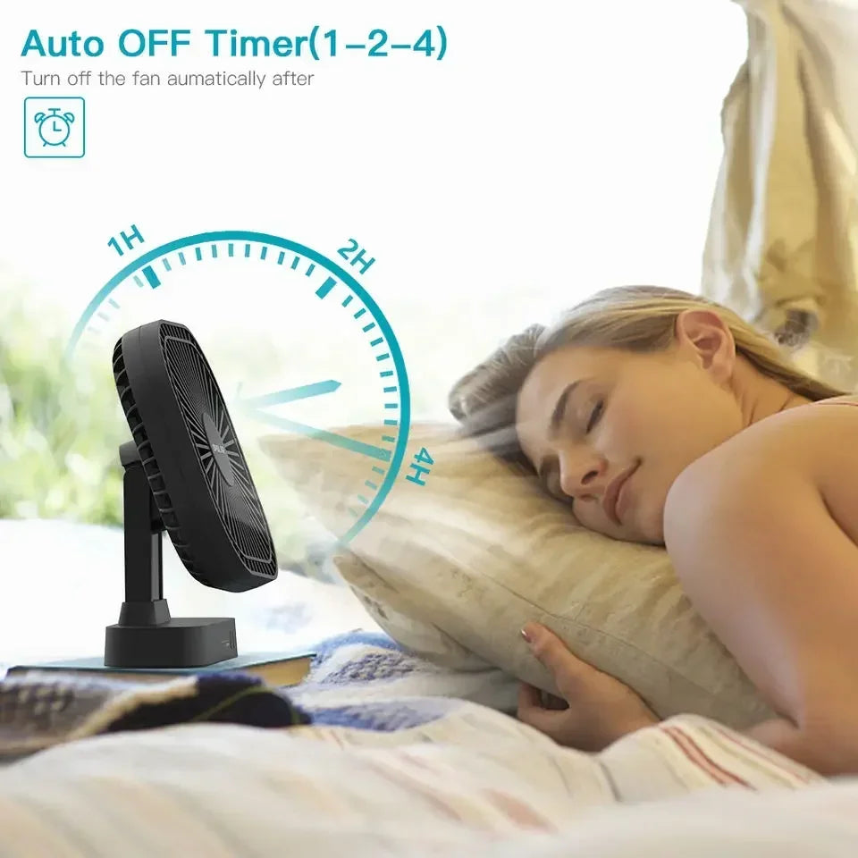 AD-Desktop Mini Rechargeable USB Fan With Timer Foldable 3 Speed 7 Leaf Portable Quiet Fan For Office Outdoor Camping Amagi