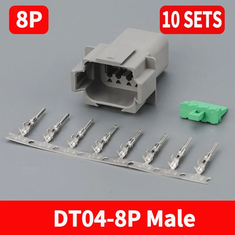 10 Sets Deutsch DT Connector DT06-2S/DT04-2P 2P 3P 4P 6P 8P 12P Waterproof Electrical Connector For car Motor With Pins 22-16AWG