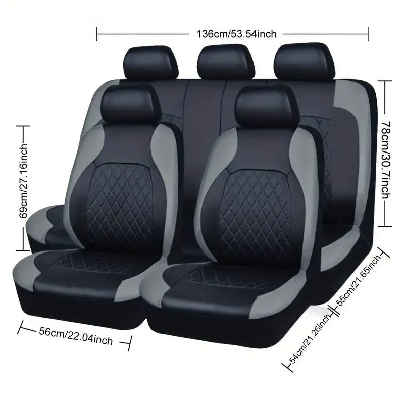Luxury PU Leather Car Seat Cover Set Full Coverage Anti-Scratch Fits Sedan/SUV/Truck  Universal Protection Easy Installati amagi