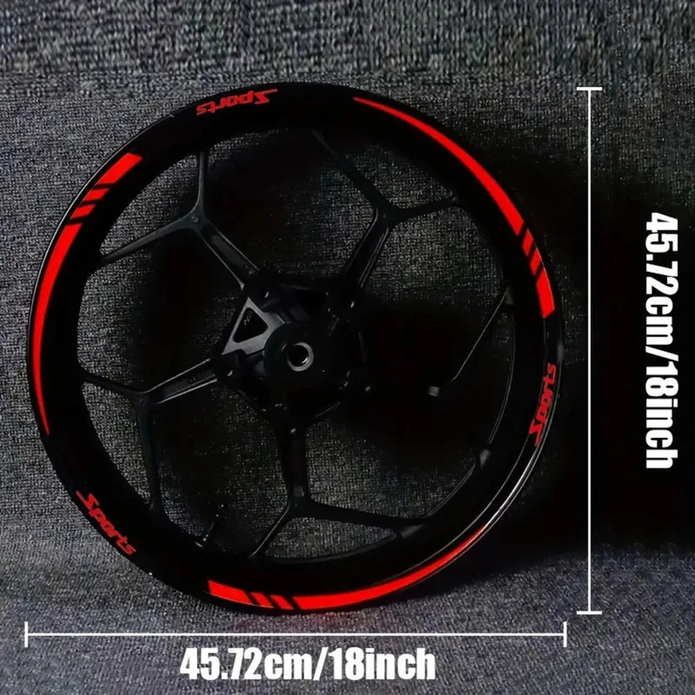 12pcs Motorcycle Bicycle Wheel Rim Stripe Wheel Decal Tape Sticker 18-21 Inch Sport Reflective Rim Tape Tire Stickers