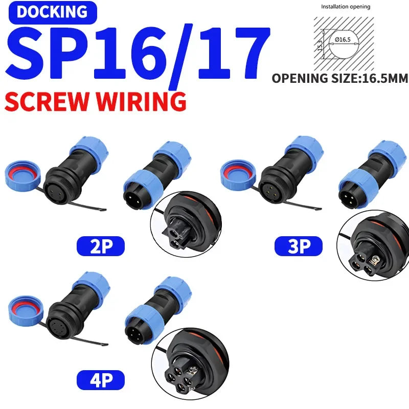 5/10/100 Sets SP16 SP17 SP20 SP21 2PIN-12PIN Screw Wiring Waterproof Aviation Connectors IP68, Electrical Cable Wire Connector