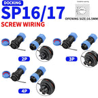 5/10/100 Sets SP16 SP17 SP20 SP21 2PIN-12PIN Screw Wiring Waterproof Aviation Connectors IP68, Electrical Cable Wire Connector