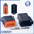 Black 12 Pin Male Female Automotive Waterproof Connector Sealed Plug DT06-12SB DT04-12PB With Pins For Deutsch DT Series