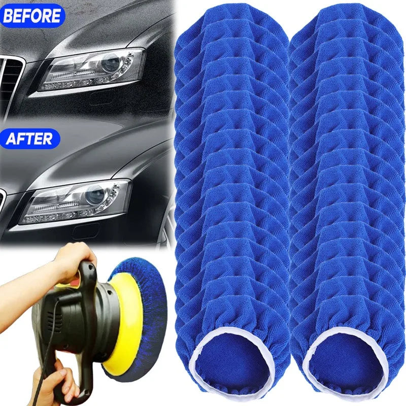 5-10inches Car Waxing Sleeves Microfiber Polisher Lint-free Cloth Covers Polishing Hood Car Paint Care Cleaning Maintenance Tool
