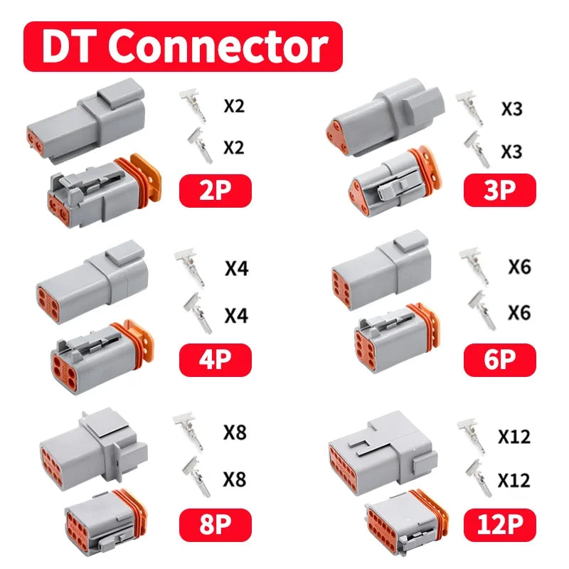 5/10/20Sets Deutsch DT Waterproof Connector Electrical Wire Socket Plug For Car 2P/3P/4P/6P/8P Kit Box Suit DT06-4S DT04-2P DT06