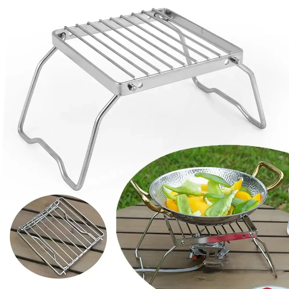 Outdoor Foldable Mini Stove Holder Stainless Steel Camping Cookware Pots Stand for Backpacking/Camping/Picnic/Traveling/Fishing