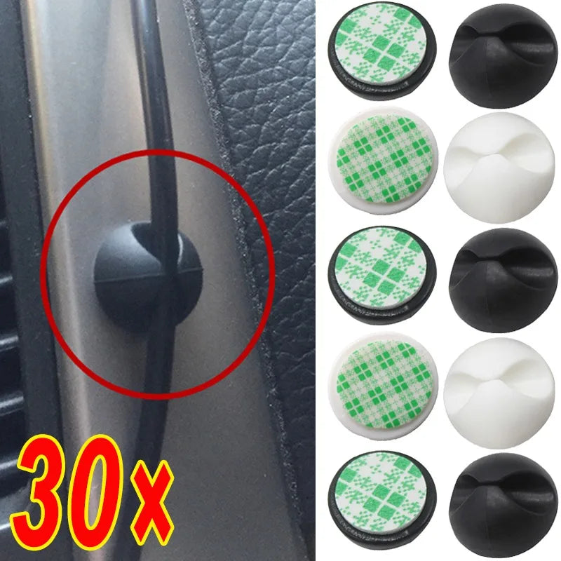 Car Wire Tie Clip Adhesive Fixer Organizer Black White Clamp Cable Line Holder Phone Computer USB Line Fastener Auto Accessories