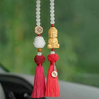 Car Huangyangmu Buddha Head White Jade Bodhi Car Pendant Fashion Car Interior Ornaments Rearview Mirror Good Luck Decoration