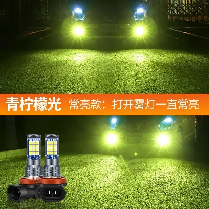 2Pcs Dual Colors H11 H8 9006 HB4 881 H27 High Quality 3030 LED Auto Fog Lamp Car Anti Fog Light Bulb Foglamps Yellow White Amagi