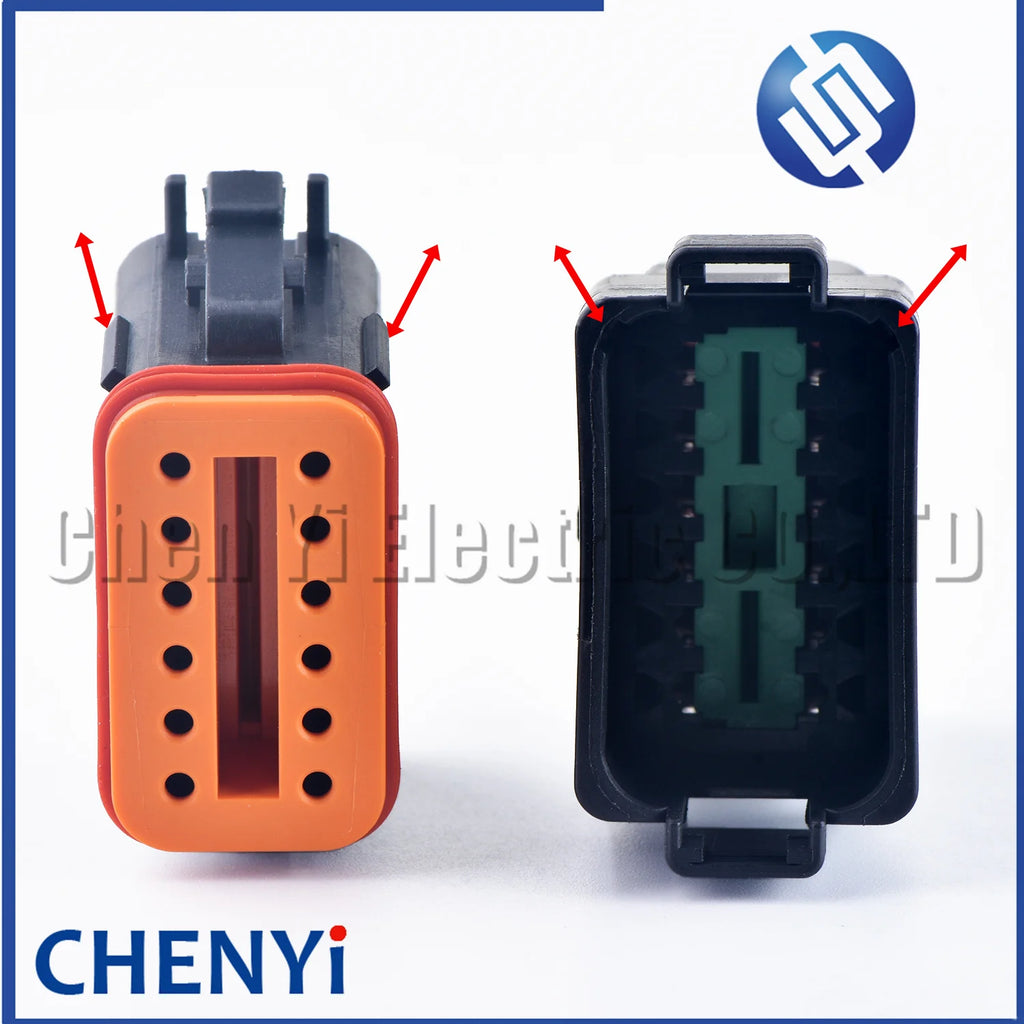 Black 12 Pin Male Female Automotive Waterproof Connector Sealed Plug DT06-12SB DT04-12PB With Pins For Deutsch DT Series