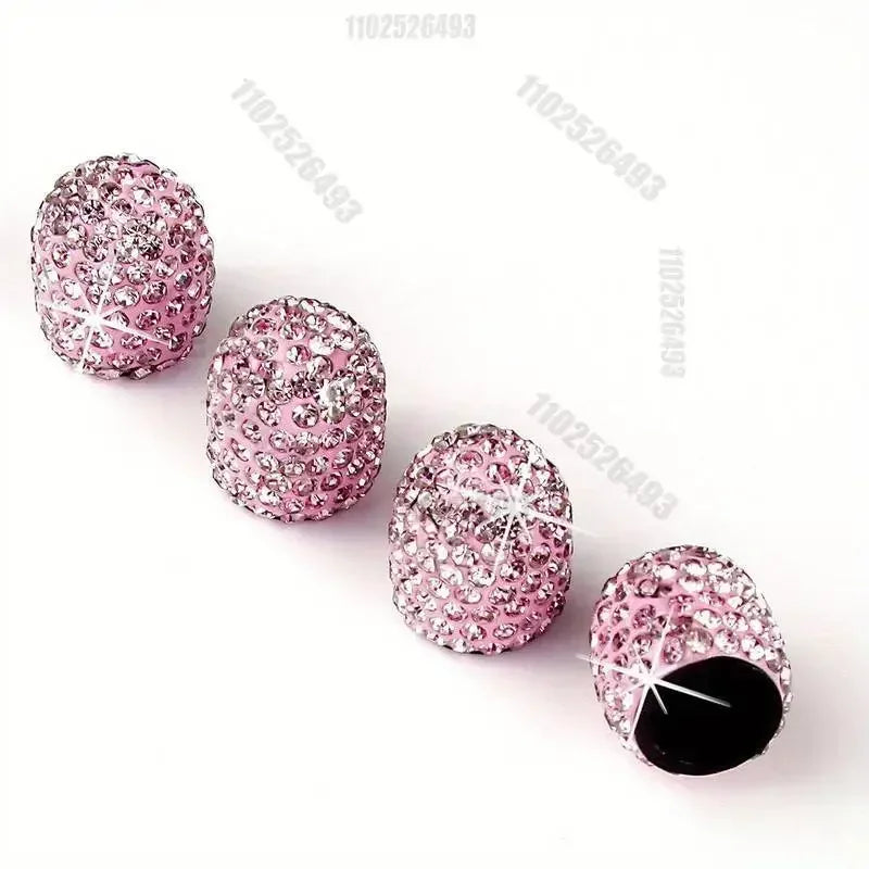 4pcs Diamond Crystal Car Tire Valve Caps Shining Dust-proof Wheel Valve Cover Vehicle Bling Valve Cap Car Styling Amagi