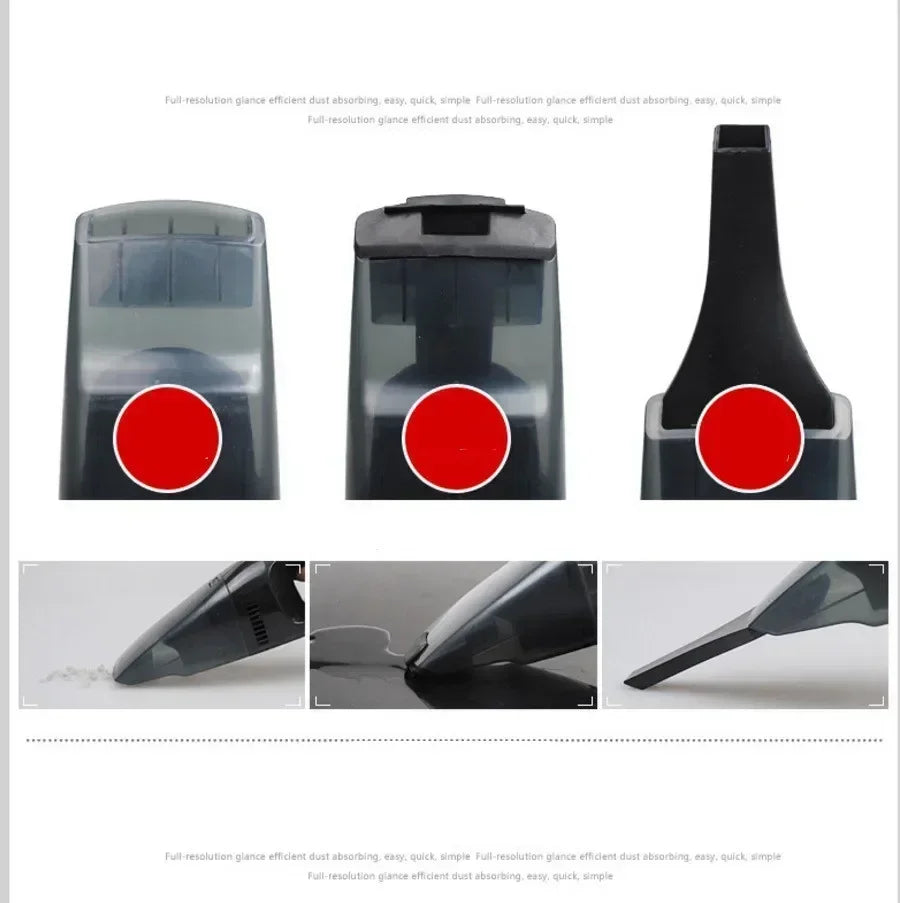 High-Suction 2-in-1 Wireless Car Vacuum Cleaner Wet/Dry Low Noise One-Click Dusting Rechargeable with Accessory Kit Accessories