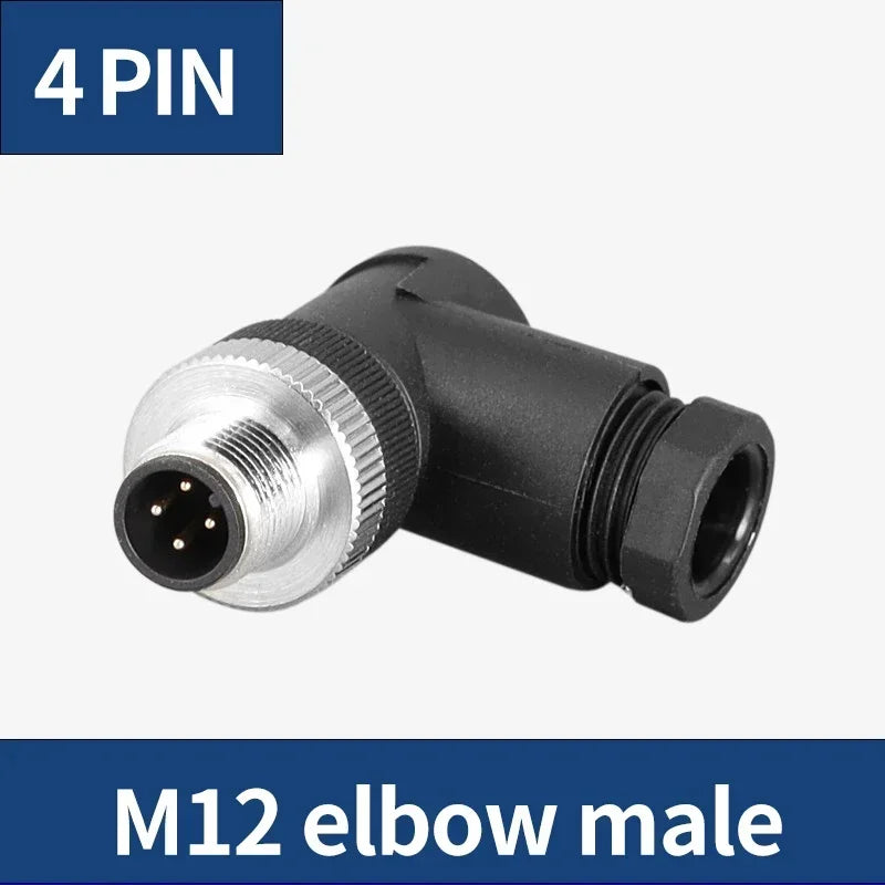 1Pcs M12 12MM Sensor Connector Straight Angle Male Female Waterproof Screw Threaded Plug Coupling 4 5 8 Pin PG7