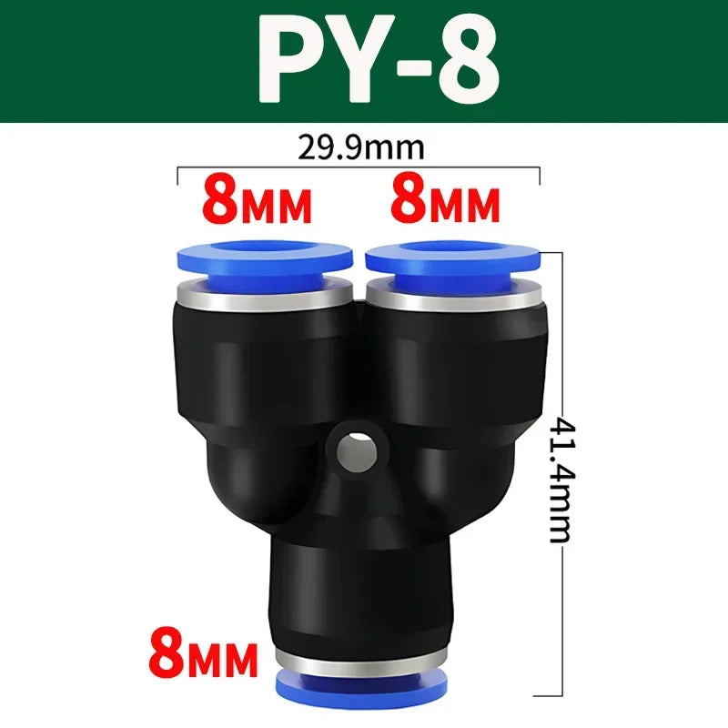 Pneumatic Push-to-Connect Fittings Kit 20/100/500PCS Y W Shaped Air Water Oil Hose Connectors for Nylon Polyurethane Tubing