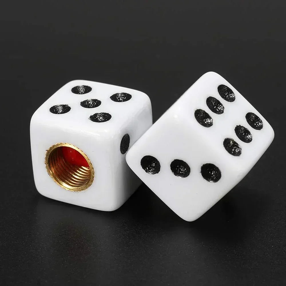 4Pcs/Set Plastic Wheel Stem Tyre Air Valve Dustproof Cap Gold Dice Tire Tyre Valve Caps Bike Auto Truck Tire Valve Dust Cap Amag
