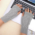 Winter Half Finger Gloves Knitted Fingerless Mittens Warm Cuff With Thumb Hole Stretchy Short Hand Warmer For Men Women Amagi