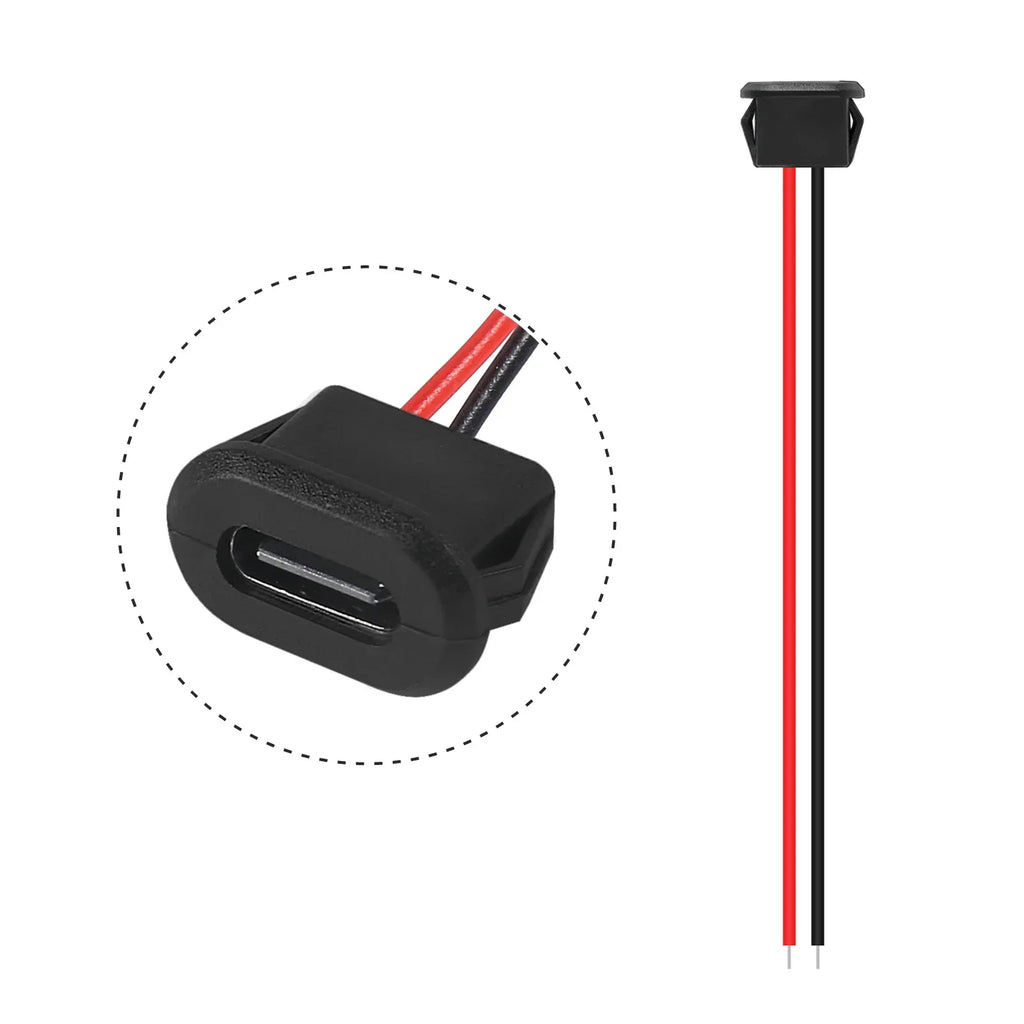 6/2PCS Type-C Female 2Pin USB Connector Type-C Waterproof with Female Socket Fast Charging Jack Charging Port USB-C Charger Plug