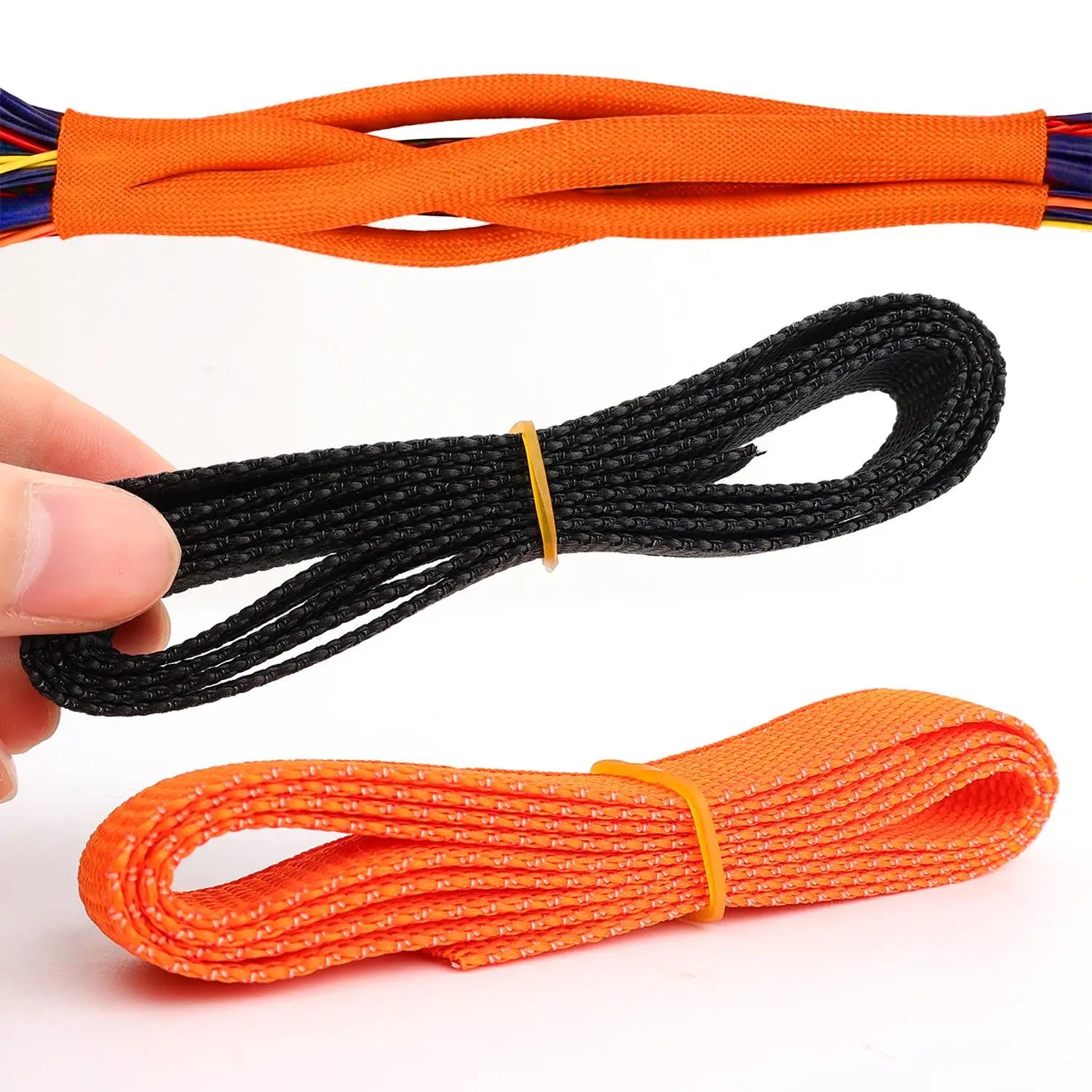 1-10pcs Car Insulation Cable Sleeves Black Braided Heat Shrink Tube Line Organizer Flam Retardant Wire Wrap Sheath Protection