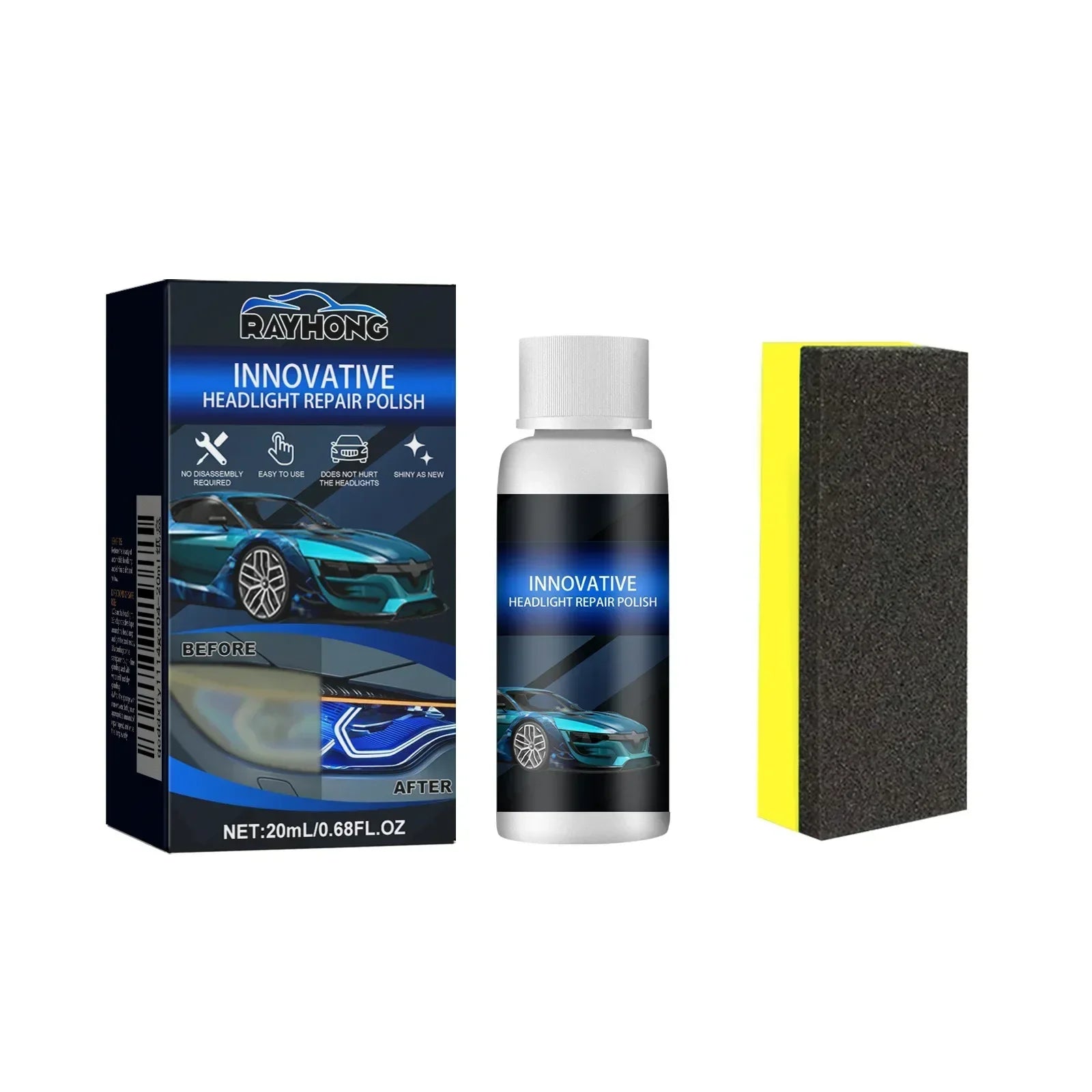 Car Headlight Restoration Crystal Oxidation Yellowing Repair Refurbishment Lens Headlight Polishing Refurbishing Kit Tools New