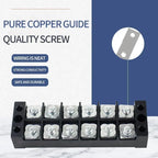 15A/25A/45A 600V Dual Row Barrier Terminal Block TB Series (3-12 Positions) Screw Connector for Electrical Panels TB1503 TB2512