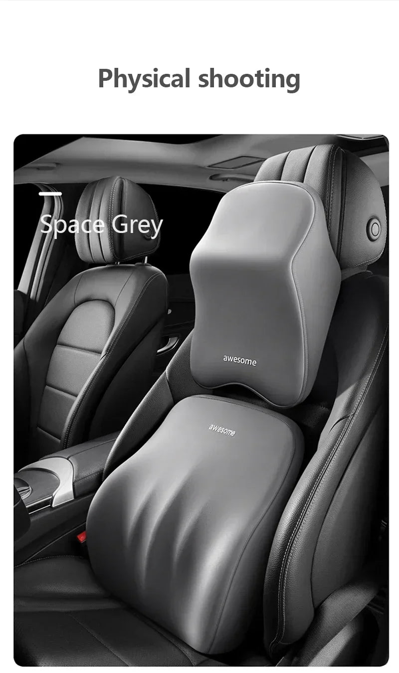 Car Lumbar Back Support Memory Foam Headrest Neck Lumbar Pillow Universal Soft Neck Pillows Seat Cushion Car Interior Accessorie