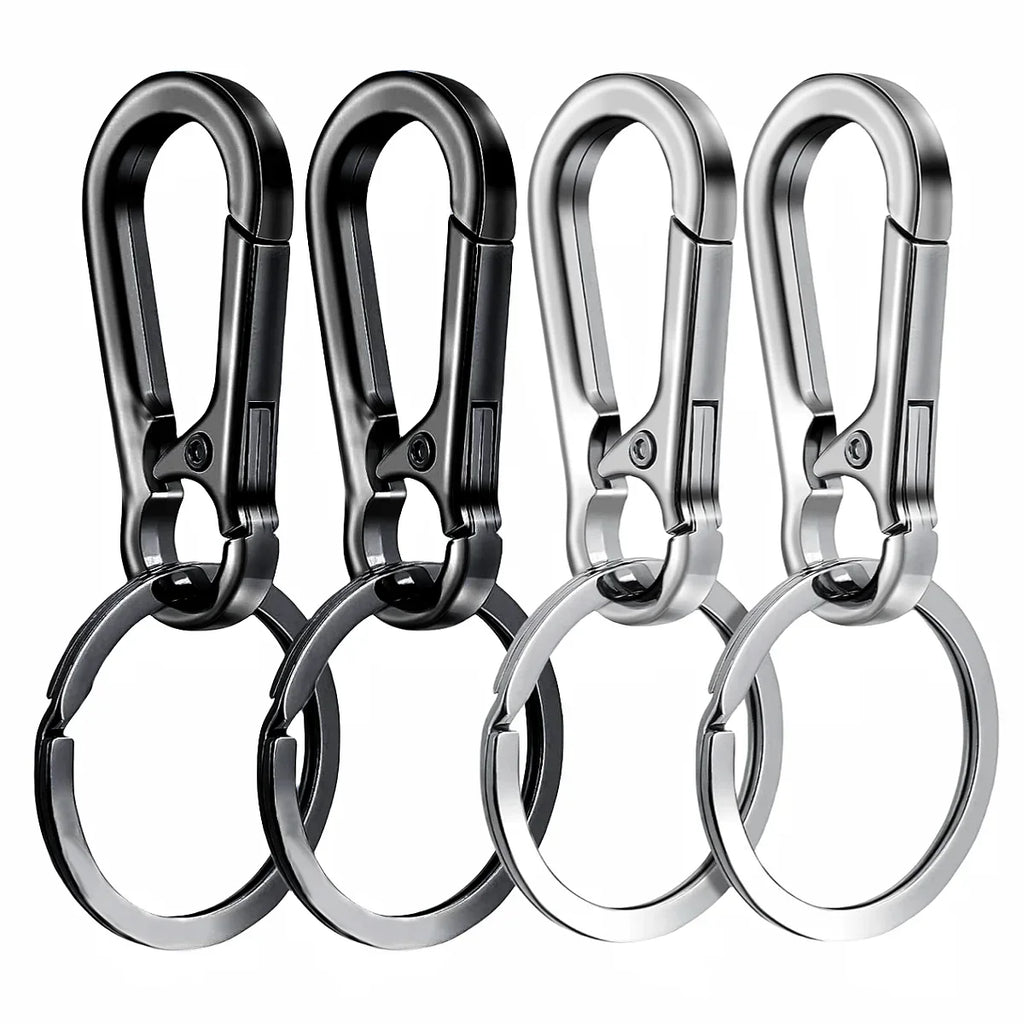4Pcs Metal Carabiner Shape Key Ring Keyring Carabiner Clip Keychain Holder Clips Hook Holder Organizer for Car Keys Finder Amagi