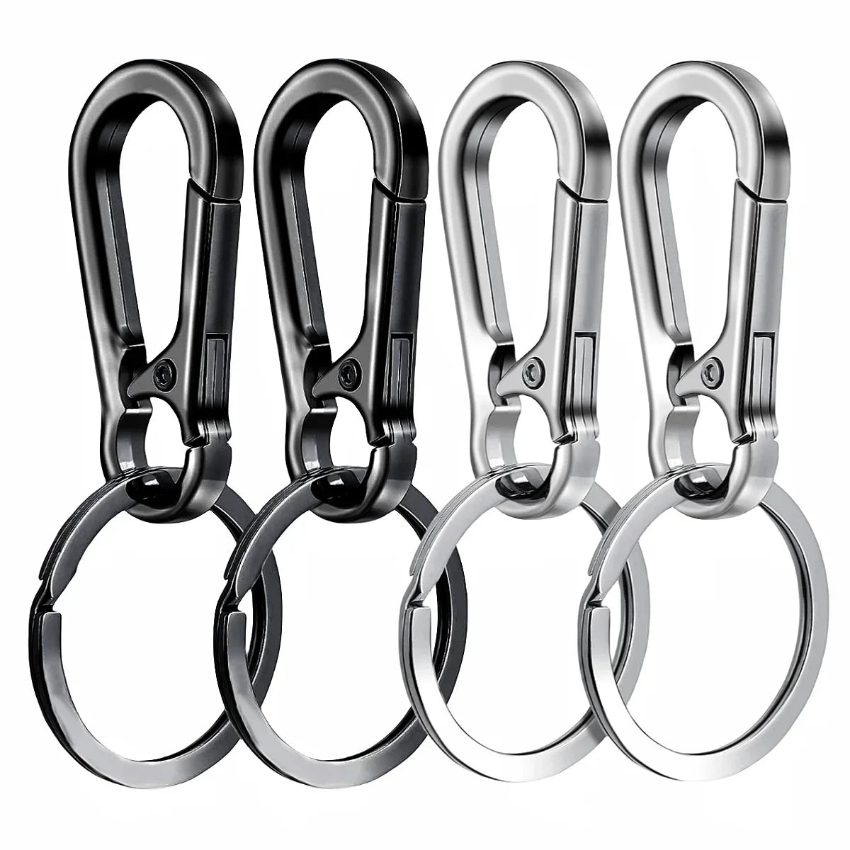 4Pcs Metal Carabiner Shape Key Ring Keyring Carabiner Clip Keychain Holder Clips Hook Holder Organizer for Car Keys Finder Amagi