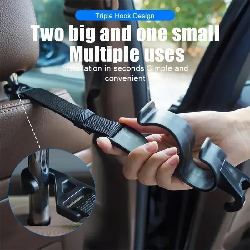 2Pcs Car Back Seat Hook Multi-function Rear Seat Headrest Hanging Hook Umbrella Holder Back Storage Interior Organizer Amagi