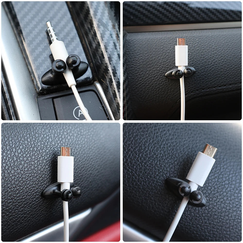 Car Cable Manager Hook Clasp Clamp Universal Auto Interior Dashboard Phone Charger Cable Holder Headphone Line Organizer Tools