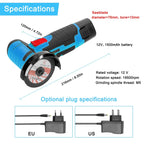 12V Cordless Electric Angle Grinder 19500rpm Lithium Battery Mini Polishing Grinding Machine Diamond Cutting Power Grinder Amagi