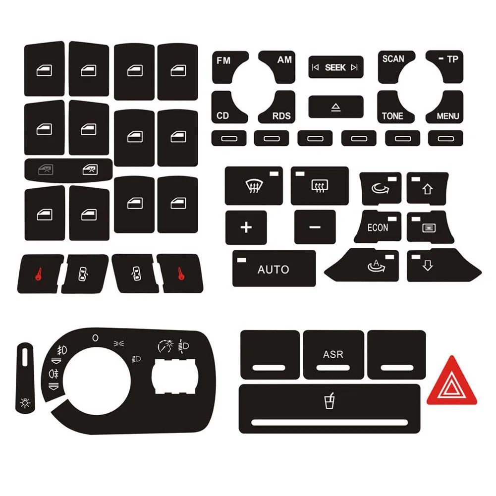 Door Lock Window Switch Button Repair Sticker For A3 8P 2004-2008 Radio Clima For ESP Headlight Button Repair Worn Knob Switch