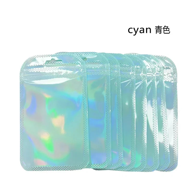 Colorful Laser Ziplock Bag Packaging Bags For Earring Jewelry Display Bags Pouch Gift Packaging Resealable Storage Bag Amagi