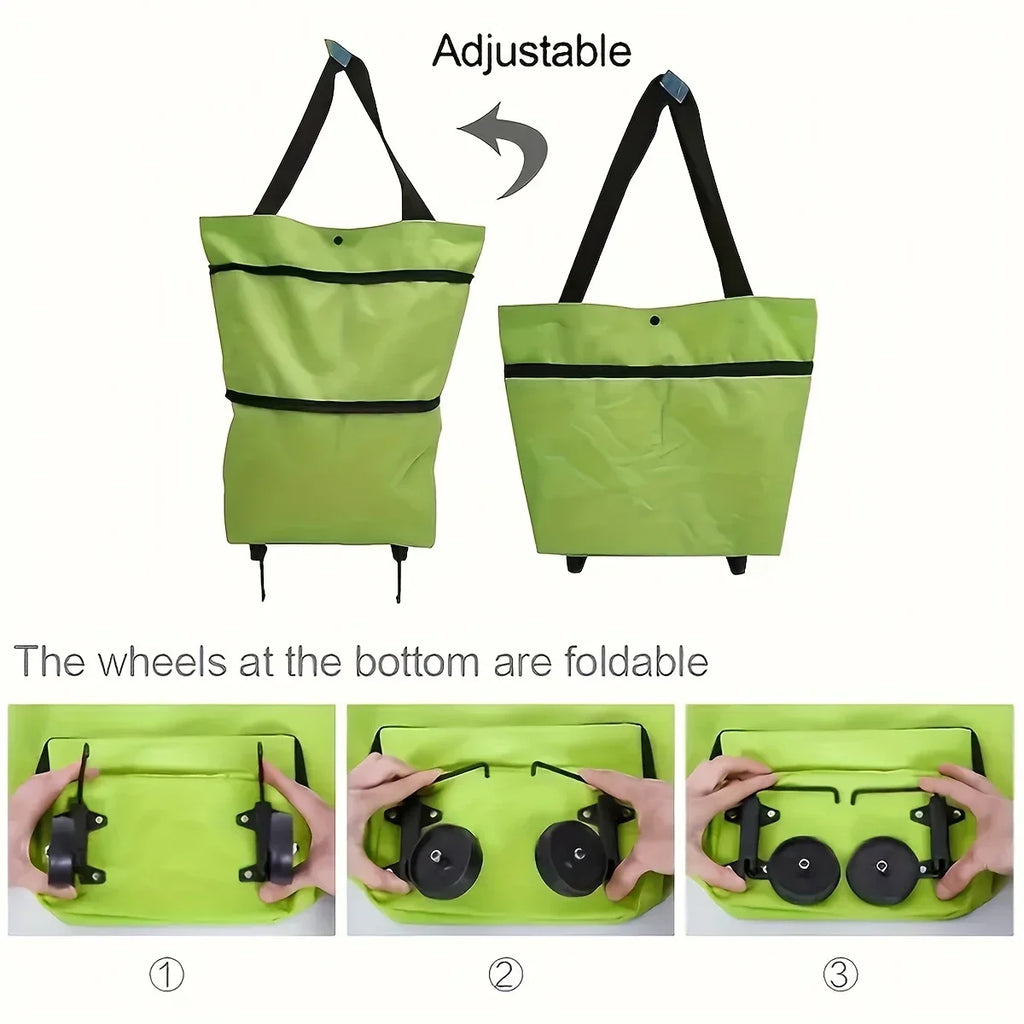 Foldable Portable Hand-Pulled Shopping Cart Vegetable Buying Waterproof Trolley Small Pushcart Handy Wheel Handbag Shopping Amag