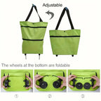 Foldable Portable Hand-Pulled Shopping Cart Vegetable Buying Waterproof Trolley Small Pushcart Handy Wheel Handbag Shopping Amag