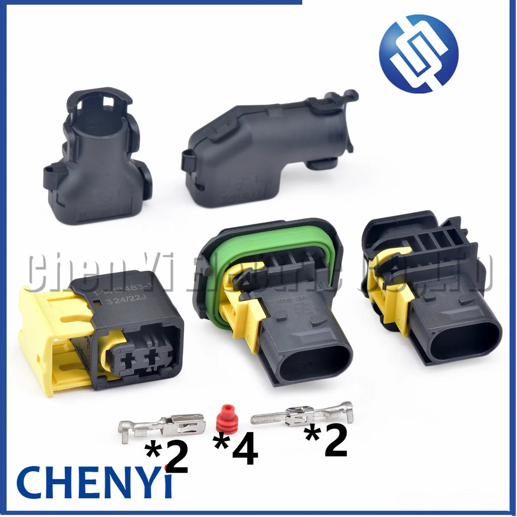 2 Pin Automotive Connector Waterproof Socket Wire harness plug With Rubber Pins 1-1418483-1 1-1703841-1 1-1703839-1 1670150-1