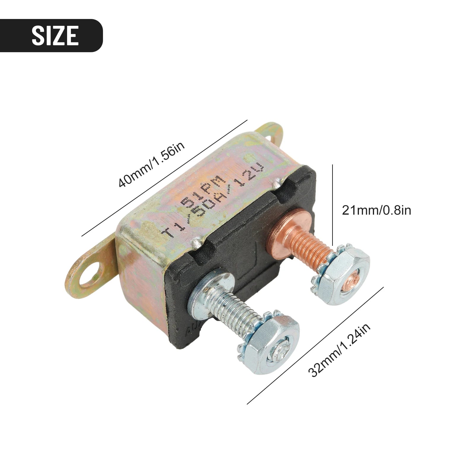 Stud Type Auto Reset Circuit Breakers 12V 30A/40A/50A Auto Automatic Fuse Reset Circuit Breaker Copper Stud Bolt