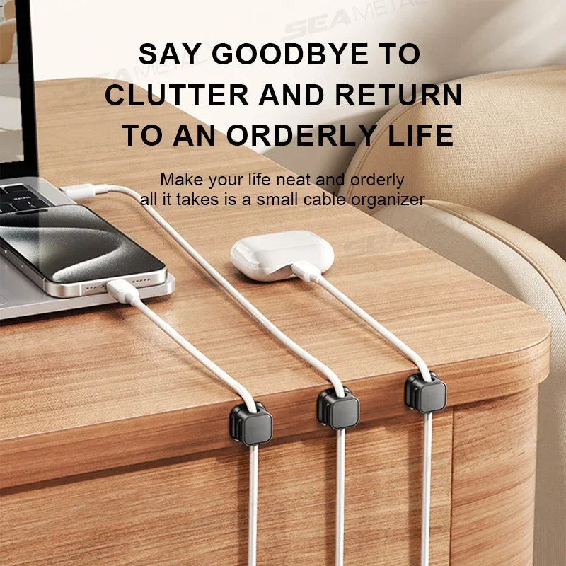 6/12 PCS Magnetic Cable Clips Cable Smooth Adjustable Cord Holder Under Desk Cable Management Wire Keeper Organizer Holder Amagi
