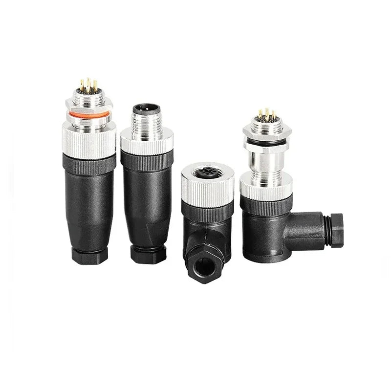 1Pcs M12 12MM Sensor Connector Straight Angle Male Female Waterproof Screw Threaded Plug Coupling 4 5 8 Pin PG7